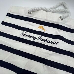 Tommy Bahama Navy & White Striped Canvas Beach Tote Bag w/ Rope Handles NWOT